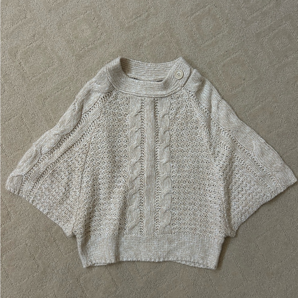 Cream Cable Knit Poncho